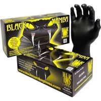 Gants jetables nitrile noir 100 pièces – Résistance chimique et perforation – Taille 7 (S) – 0.15mm sans poudre – Black Mamba