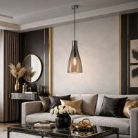 Lampada a sospensione ZEAL E27 1x60W metallo cromato, vetro cromato H: 140cm Ø23cm dimmerabile