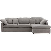 Amalfi Chaiselongue-Sofa 6 Zierkissen links grau.