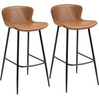 Taburetes Altos Cocina Respaldo Tapizado PU 120 kg Marrón - Pack 2