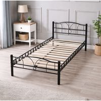 Cama de Metal 80x190 Moderna - Compatible Adulto y Niño - Construcción Sólida - Confort Óptimo - Diseño Elegante - Ideal para Dormitorio - CAMA MIKE NEGRA