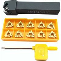 5/8" SER1616H16 Wendeschneidplattenhalter aus Wolframkarbid mit 10 Wendeschneidplatten aus Hartmetall 16ER AG60 BP010 - LIAIKI