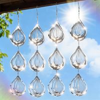 Bird Deterrents for Outside, 12 Discs Stainless Steel 3D Wind Spinners Garden Decor, 4 Sets Reflective Bird Scare Devices to Keep Woodpeckers, Pigeons Away from Patio, Balcony, Porch, Deck