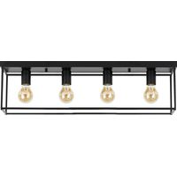 GBLY Deckenleuchte E27 Deckenlampe Vintage - Schwarz industrial Wohnzimmerlampe für Schlafzimmer Wohnzimmer Retro Lampe aus Metall mit 4 Flammig Deckenbeleuchtung für Küche Flur max. 25W