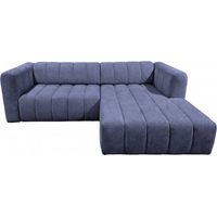 MARIUS - Canapé d'angle tissu chenille 4 places Bleu Gauche
