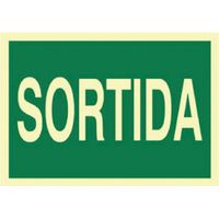 Señal luminiscente 400x100mm con diseño de salida y alta visibilidad.