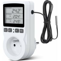 Thermostatstecker, Stecker mit digitaler Zeitschaltuhr, programmierbarer digitaler Stecker mit Sonde, programmierbare digitale Zeitschaltuhr, Thermostatstecker für Gewächshaus, Aquarium, TRIMEC