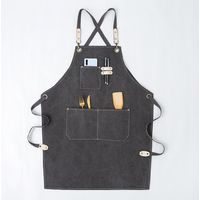 Tablier de Travail Hommes/Femme, Outil Tablier de Cuisine Sangle Ajustable Toile avec 3 Poches, Tablier d'Atelier de Menuiserie pour Barbeque Baker Menuiserie Tatoueur Barber Barman Peintre- gris