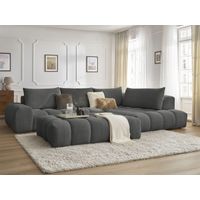 BOBOCHIC - Canapé d'angle fixe EVEREST tissu chiné avec pouf Angle droit Gris foncé