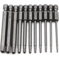 Jeu de 11 embouts Torx longs pour tournevis et visseuses électriques - Embouts magnétiques - Tige hexagonale 1/4" - Tailles T6 à T40 - Longueur 100 mm