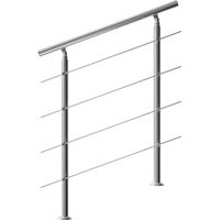 Monzana – Rampe d'escalier en acier inoxydable 100 cm – Garde-corps avec 4 traverses – Résistante aux intempéries – Pour intérieur et extérieur