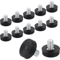 12Pcs M8 Thread Furniture Feet Levelers, 23x12mm Adjustable Leveling Table Feet, Screw on Furniture Glide Leveling for Chair Stool Legs, Black