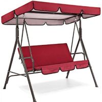 Housse de protection pour balancelle de terrasse - Imperméable - Résistant au soleil - Pour le jardin (Plafond Rouge 190x132x15cm+siège 150x50x10cm)