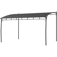 Tonnelle Pergola Métal Polyester 400x296x200/262 cm Gris Foncé 12 Trous Drainage