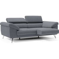 Donatello Divano con sedute allungabili braccioli contenitore e poggiatesta reclinabili in tessuto smacchiabile T23 213 cm blu grafite
