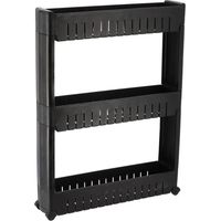 Meuble de rangement pp 3 niveaux sur roulettes - noir - Tendance