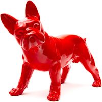 Dekorative Hundfigur Boston Terrier Kuatéh aus Polyresin 43x19x32 cm Rot