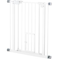 PawHut Cancelletto Cani Regolabile con Porta Piccola 74-80x76.2cm Bianco
