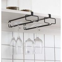 Wine Glass Rack, 2-Piece Stemware Holder for Cabinets, Under-Cabinet Wine Glass Rack, Kitchen Hanging Storage Rack, Black (for Partition Thickness Less Than 2.54 cm) ...