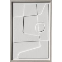 Cuadro enmarcado, diseño abstracto con acabado texturizado en color blanco roto 90x60cm