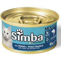 CIBO GATTO MONGE SIMBA 85 G TONNO E PESCE BIANCO Q.TA 24