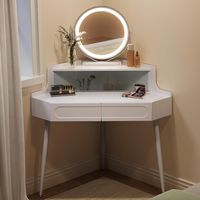 WOLTU Tocador de esquina, blanco, 139 cm con iluminación LED