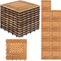 Randaco Lote de 88 baldosas de madera para terraza mosaico, 8 m², 30 x 30 cm, baldosas encajables de madera de acacia