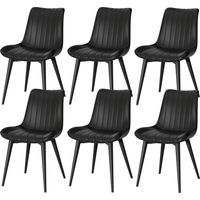 Chaises de Salle à Manger Lot de 6 Chaise de Cuisine Assise rembourrée en Similicuir Pieds en métal Rétro Max. 130 kg pour Salle à Manger Salon Chambre à Coucher Noir