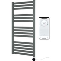 Electric VAS Heated Towel Rail Anthracite 500mm W x 1165mm H Smart WiFi Controlled Flat 7 Day Programmable Timer App Compatibility