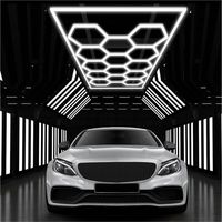 Plafonnier LED hexagonal pour garage-24pcs lot de tubes lumineux, éclairage de plafond LED super lumineux 192W 6500K pour garage, entrepôt, atelier, salle de sport, sous-sol, salle de lavage (5-Hex)