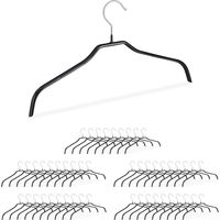 Relaxdays Cintre antidérapant en set 50, Revêtement caoutchouc, Cintres métal chemises, 42 cm, noir