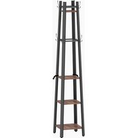 portemanteau 2-en-1 avec hooks et étagères Wood Brown 34.80L x 34.80W x 179.00H cm