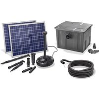 Kit pompe solaire bassin avec filtre Premium 3400L-100W – Débit max 3400 l/h – Hauteur refoulement max 3m – Autonome sans électricité