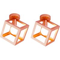 (2X)Lampe De Plafond En Forme De Cube Luminaire Plafonnier Moderne Plafonnier Rétro Vintage Or Rose