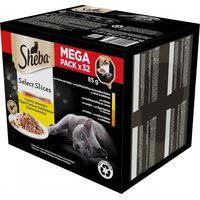 SHEBA Tablett mit Geflügel-/Hühner-/Putensauce – Nassfutter für Katzen – 32 x 85 g