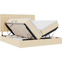 Lit double,Lit adulte,Lit avec des lumières à LED Crème 180 x 200 cm tissu