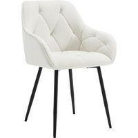 WOLTU 1x Dining chair, Velvet Dining chair with Backrest Dining Room chair, Cream