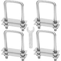 U-pernos de acero inoxidable, cuadrado, 4 piezas, pernos en forma de U con 16 tuercas y 8 placas de marco para remolque, reparación y fijación de tuberías, M8 60 x 100 mm