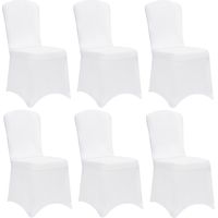 DETEX® Stuhlhussen 6er Set Hochzeit Stretch Öko-Tex Dehnbar 30°C Waschbar Stuhlbezug Hussen für Stühle Bezug Überzug Deko Esszimmerstühle ohne Armlehne weiß