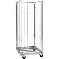 Kongamek Rollcontainer verzinkt 720x800x1800mm mit 3 Gitterwänden mit Bremse