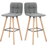 Tabourets de Bar Hauts avec Dossier Repose-pieds Gris Bois 2 pièces
