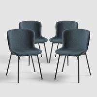 Set 4 sedie imbottite in tessuto con gambe metallo Rann - Blu