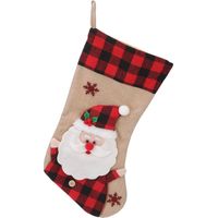 Weihnachtsstrumpf aus rotem Jute mit 3D-Karomuster, hängende Weihnachtsdekoration für Zuhause