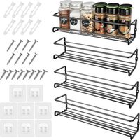 4-teiliges, wandmontiertes Gewürzregal, Küchengewürzhalter mit Klebehaken und Schrauben, kein Bohren erforderlich, Gewürzregal für Küche, Bad, Balkon, Küchenaufbewahrung – 29 × 6,8 × 6,5 cm
