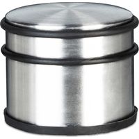 Relaxdays Türstopper aus Edelstahl, Gummi-Schutz, Puffer für schwere Türen und Fenster, HBT: ca. 7,5x9,5x9,5 cm, silber