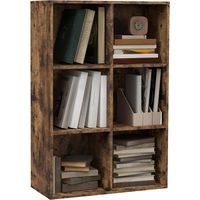 Six-Cube Bookcase - Rustic Brown Wood Effect