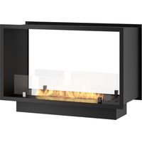 Cheminée Bioéthanol 2Side 800 Slim Encastrable À Deux Façades - Noir Mat, Avec Vitre, Brûleur 1 L, Design Moderne