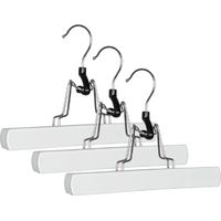 Set 3 Gruccia pantaloni "Clack" in legno di loto ed acciaio cromato -Bianco
