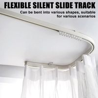 Tringle à rideaux, tringle à rideaux de plafond flexible de 5 mètres, tringle à rideaux incurvée avec roulettes silencieuses pour rideaux, séparateur de pièce, camping-car, rideau de douche, système d