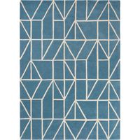 Tapis salon et chambre en laine 250x350 bleu fait à la main motif abstrait VISO